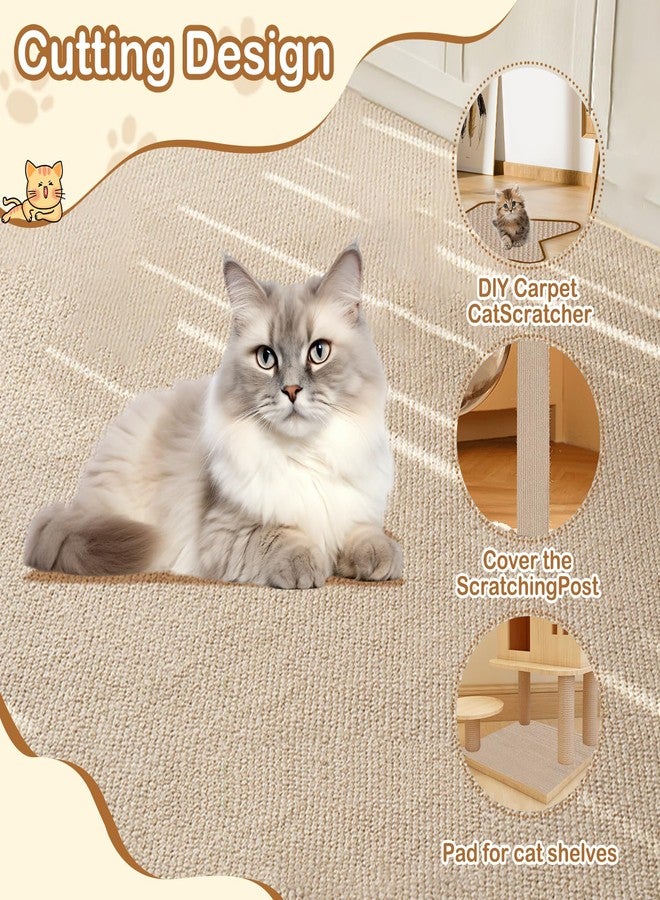 TecoKart® Cat Scratcher Post, 40x100 CM DIY Scratching Pad for Cats, Self-Adhesive Cat Scratch Pad for Sofa, Wall, Door, and Cat Furniture (Khaki) - Image 5